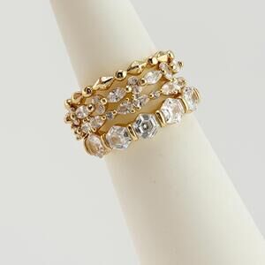 Bomb Party Delicates Sz 7 "Said What Was Said" Clear Cz on Gold